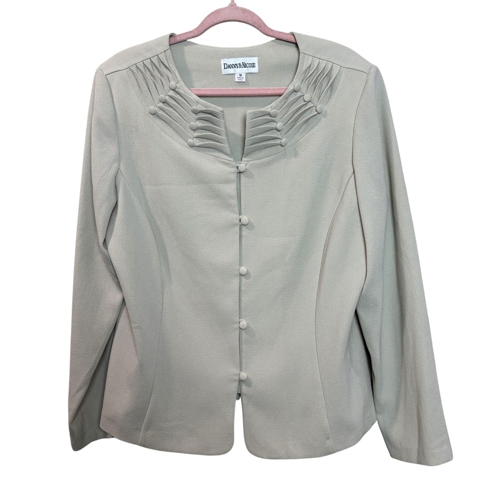 Danny & Nicole Women's‎ 16 Beige Blazer Blouse Button Front Chic Classic Neutral